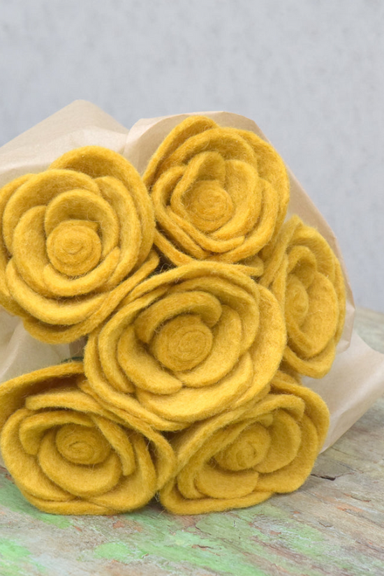 Handmade Yellow Rose Felt Flower