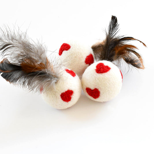 Feather Ball with Red Hearts ( single ball)