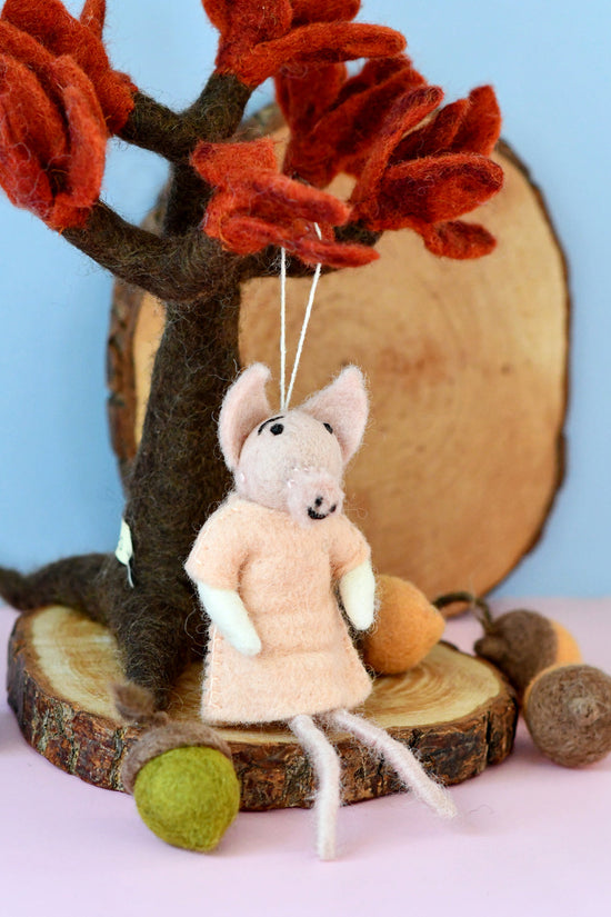 Organic Felt Christmas Pig Doll Ornament