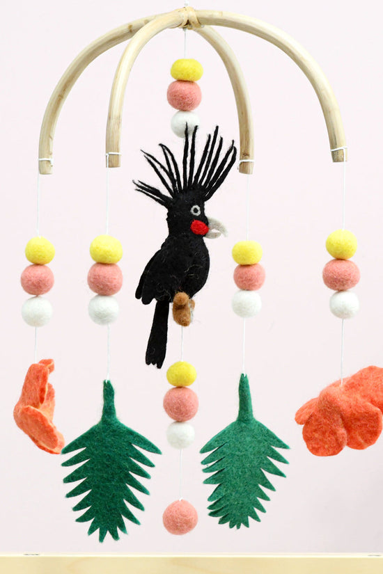 Handmade Felt Black Cockatoo Mobile