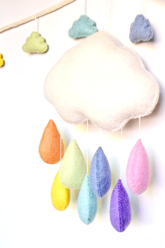 Handmade Pastel Rainbow Cloud Hanging Mobile