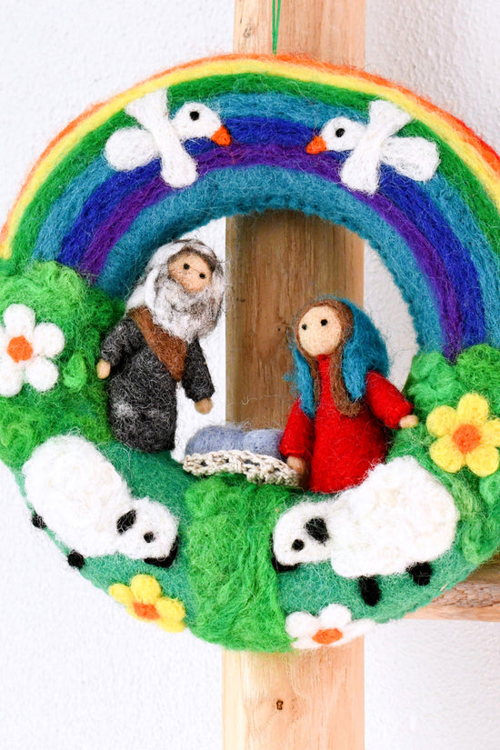 Felt Christmas Rainbow Nativity Wreath